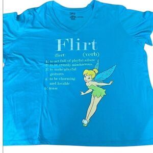 Disney Tinkerbell “flirt” size 4X short sleeve cropped turquoise tshirt EUC